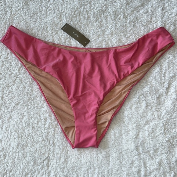J. Crew Swim Bottom Pink Curved Waist Bikini High Cut Cheeky Size XXL NWT - Picture 1 of 6